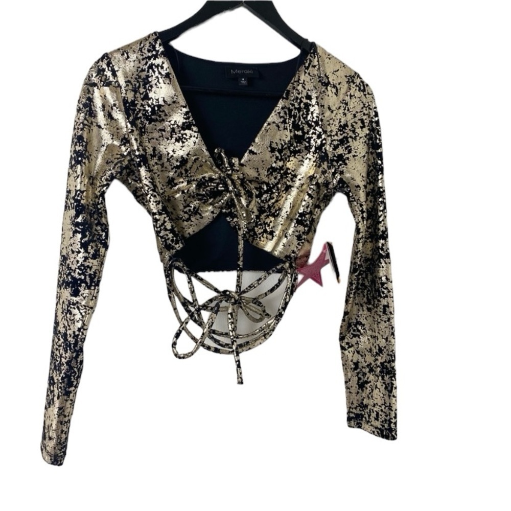 Meraki (Urban Outfitters ) Young Comtemporary Top. Gold and Black. Sz M